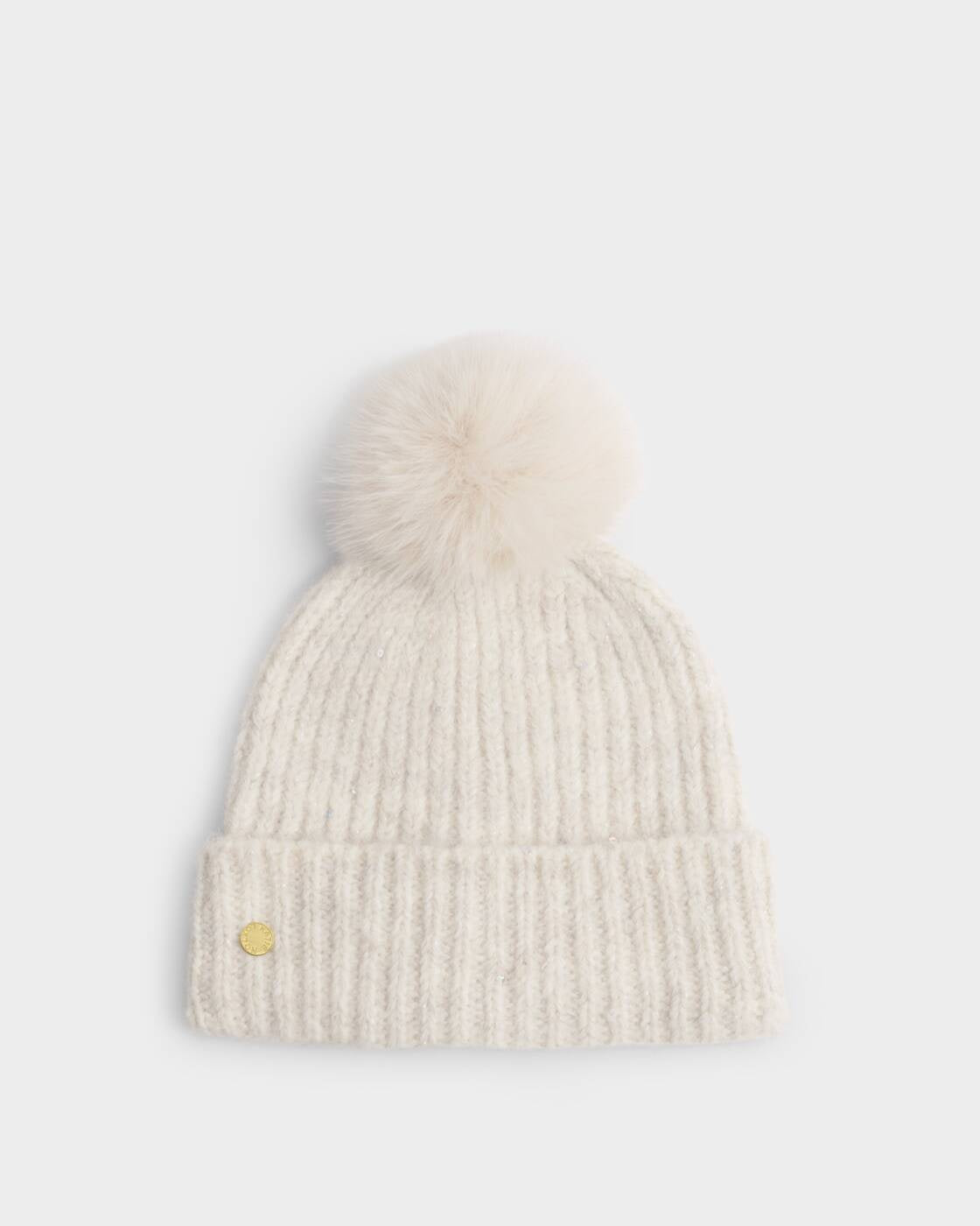 Katie Loxton Crème Sequin Soft Knit Hat