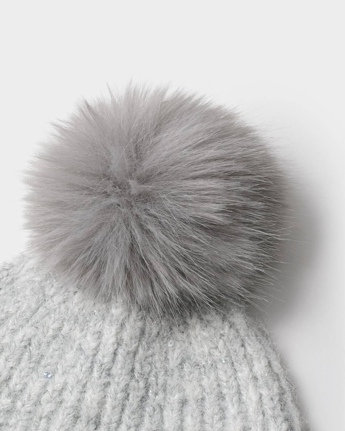 Katie Loxton Light Grey Sequin Soft Knit Hat