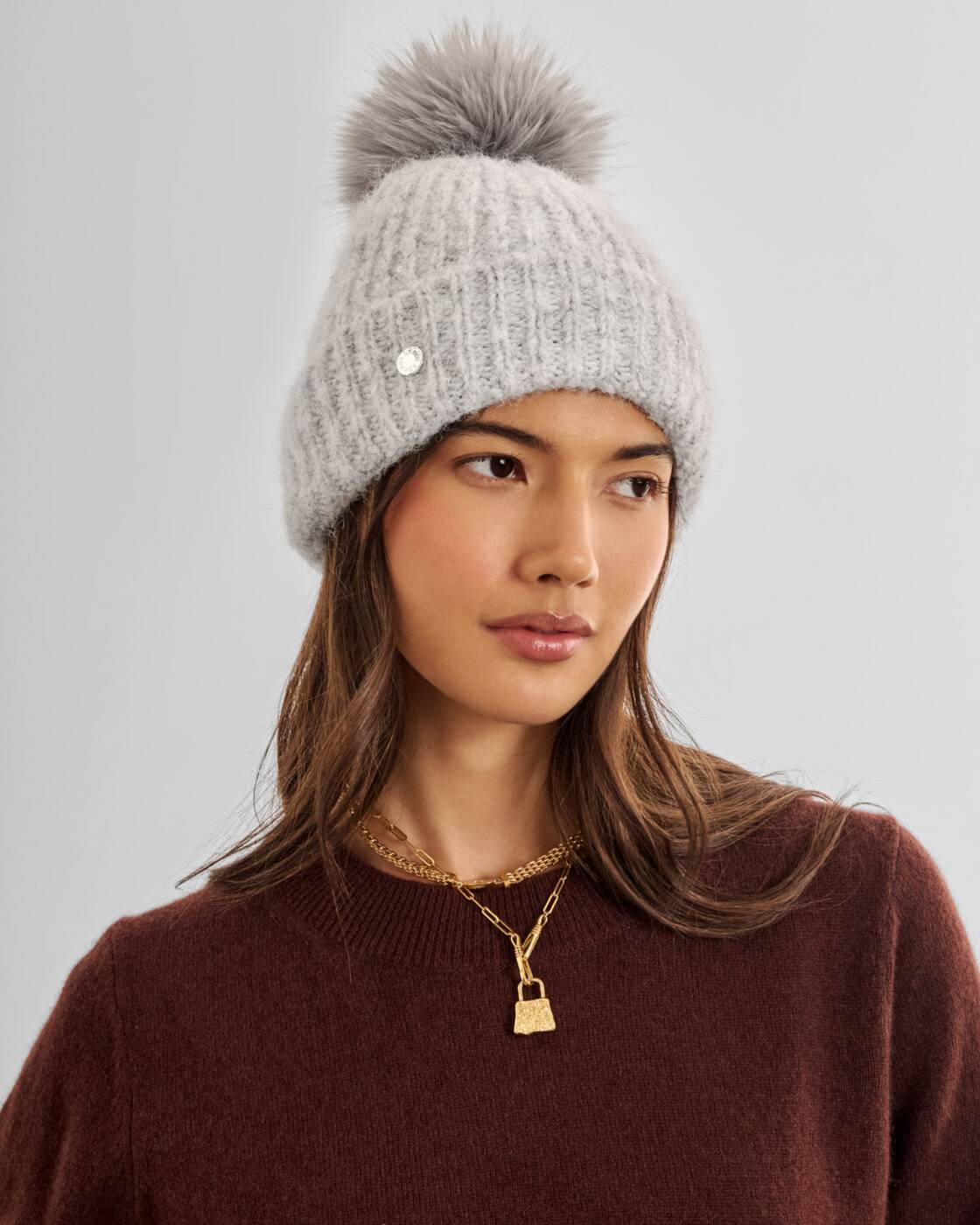 Katie Loxton Light Grey Sequin Soft Knit Hat