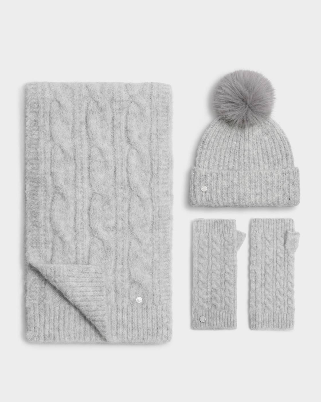 Katie Loxton Light Grey Sequin Soft Knit Hat