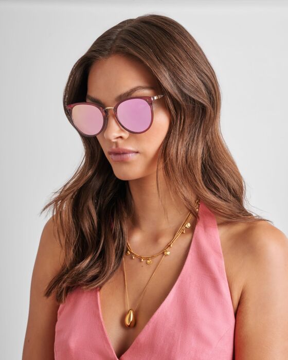 Katie Loxton Pink Mirrored Lens Santorini Sunglasses