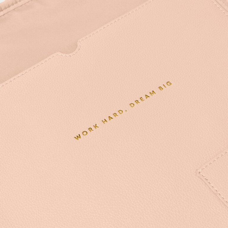 Katie Loxton Nude Pink Work Hard Dream Big Folio Laptop Case