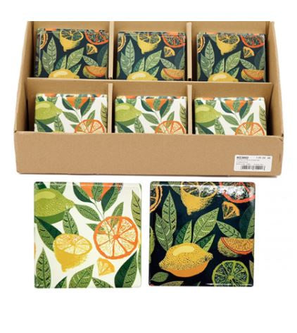 10cm x 10 cm Citrus Design Stoneware Coaster Assorted Designs