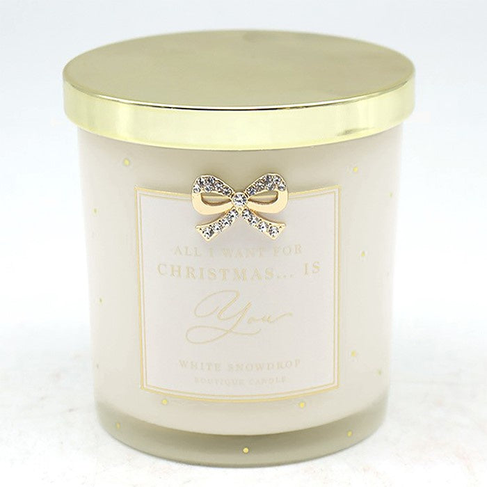 Heart Want For Christmas Candle Small White