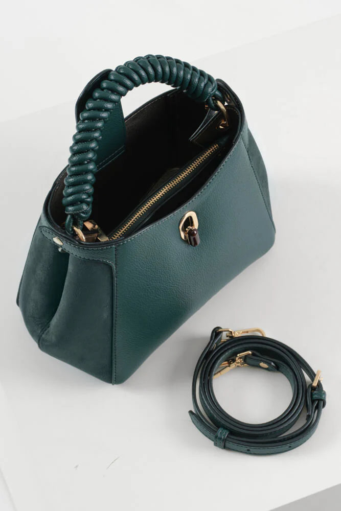 Luella Grey Catherine Woven Handle Crossbody Bag Peacock