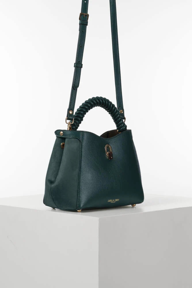 Luella Grey Catherine Woven Handle Crossbody Bag Peacock