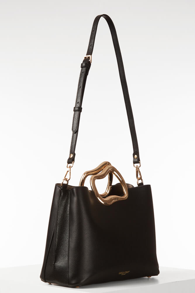 Luella Grey Amy Metal Handle Tote Bag Black