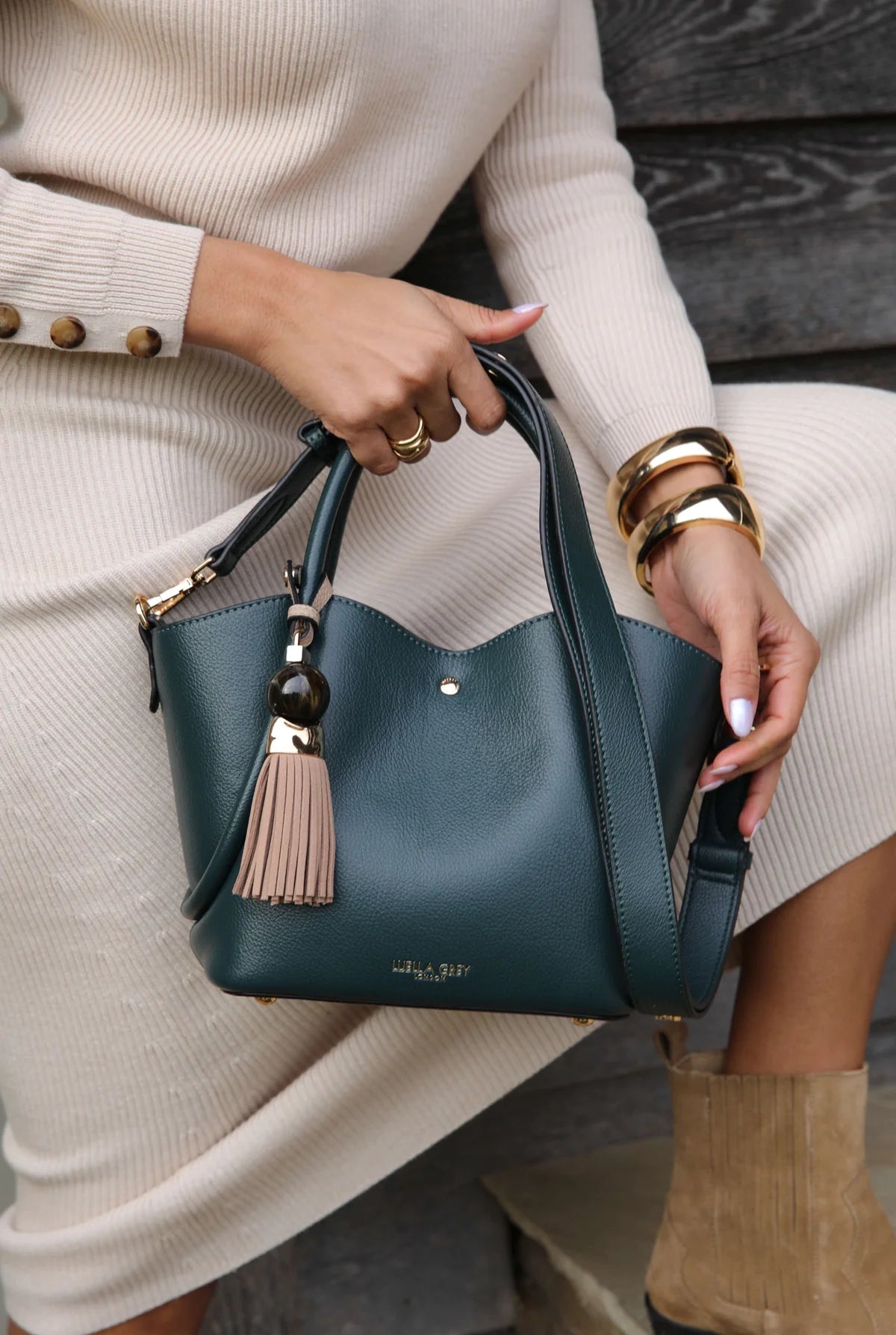 Luella Grey Flo Crossbody Bag Peacock/Mushroom