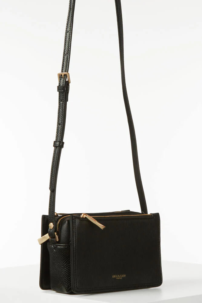 Luella Grey Ivy Zip Top Crossbody Bag Black