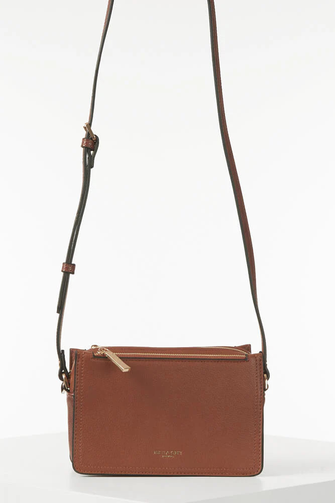 Luella Grey Ivy Zip Top Crossbody Bag Conker