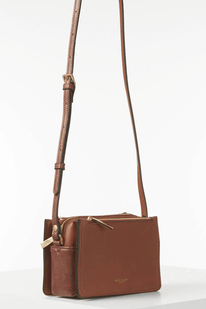 Luella Grey Ivy Zip Top Crossbody Bag Conker