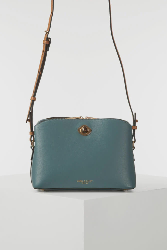 Luella Grey Julianna Zip Top Crossbody Bag Airforce Blue/Tan