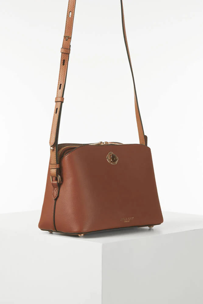 Luella Grey Julianna Zip Top Crossbody Bag Conker/Tan