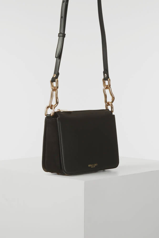 Luella Grey Margarita Zip Top Crossbody Bag Black