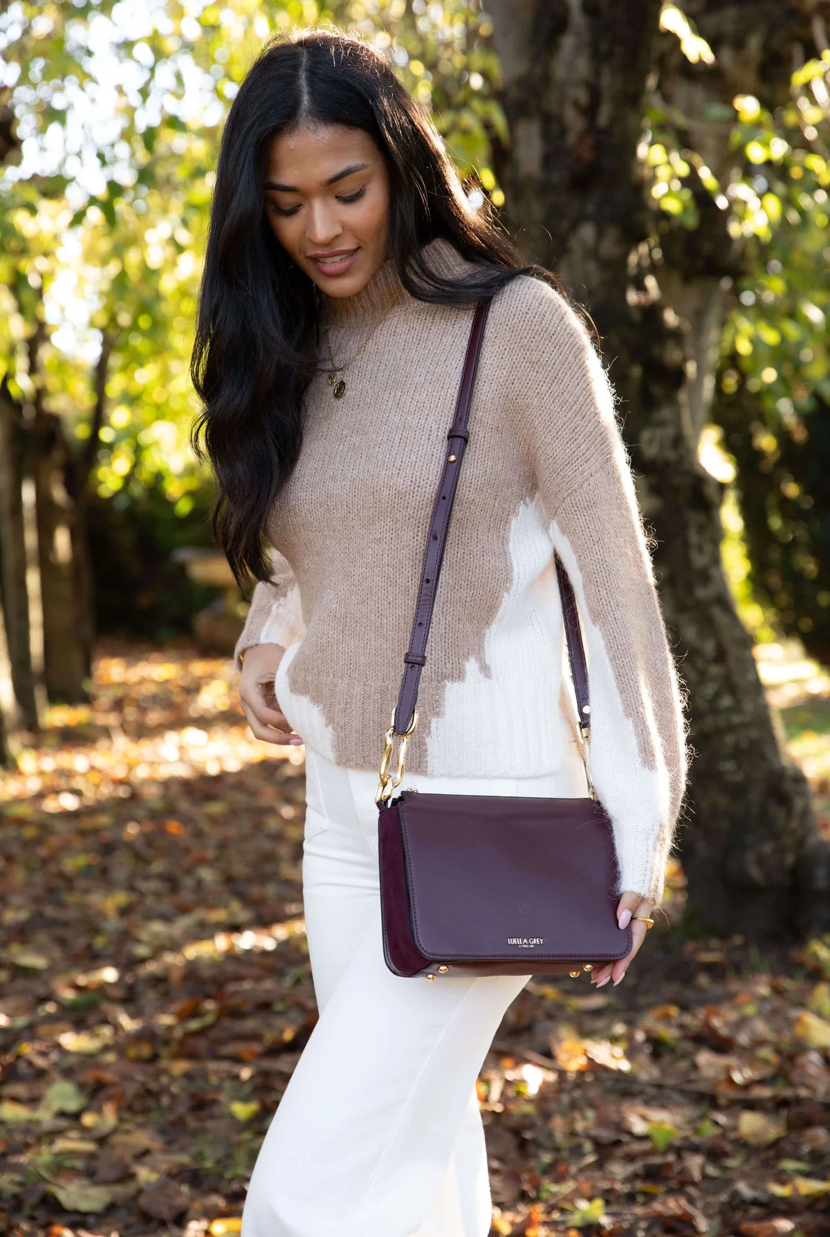 Luella Grey Margarita Zip Top Crossbody Bag Plum