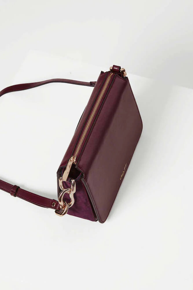 Luella Grey Margarita Zip Top Crossbody Bag Plum