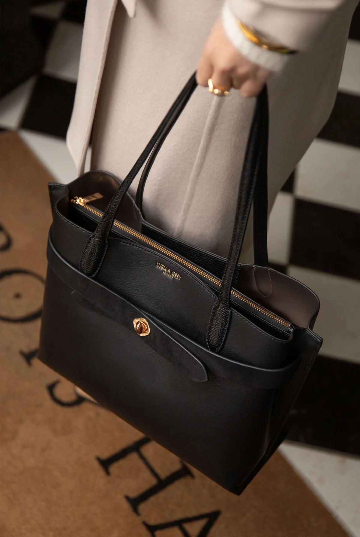 Luella Grey Oriana Laptop Tote Bag Black