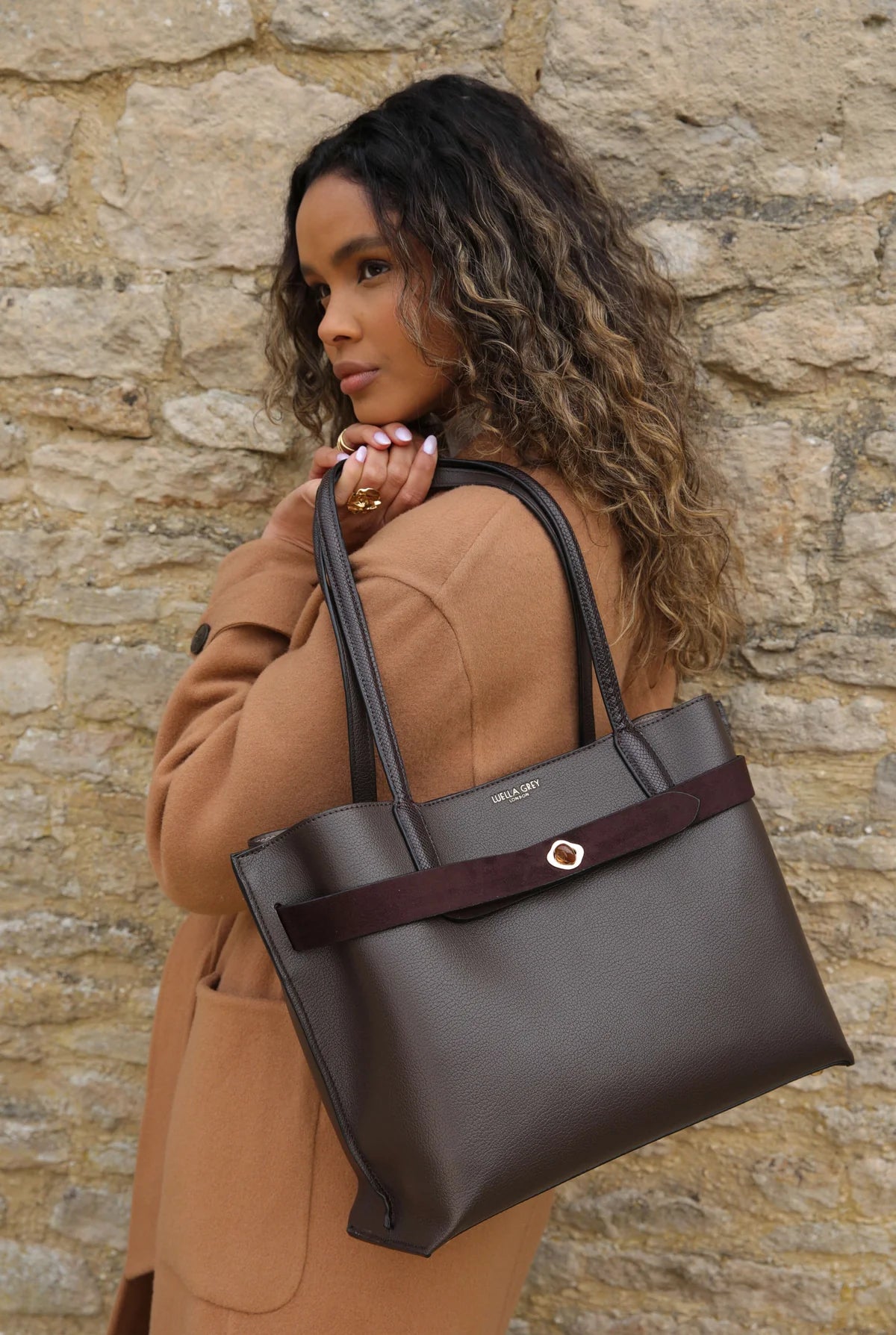 Luella Grey Oriana Laptop Tote Bag Chocolate