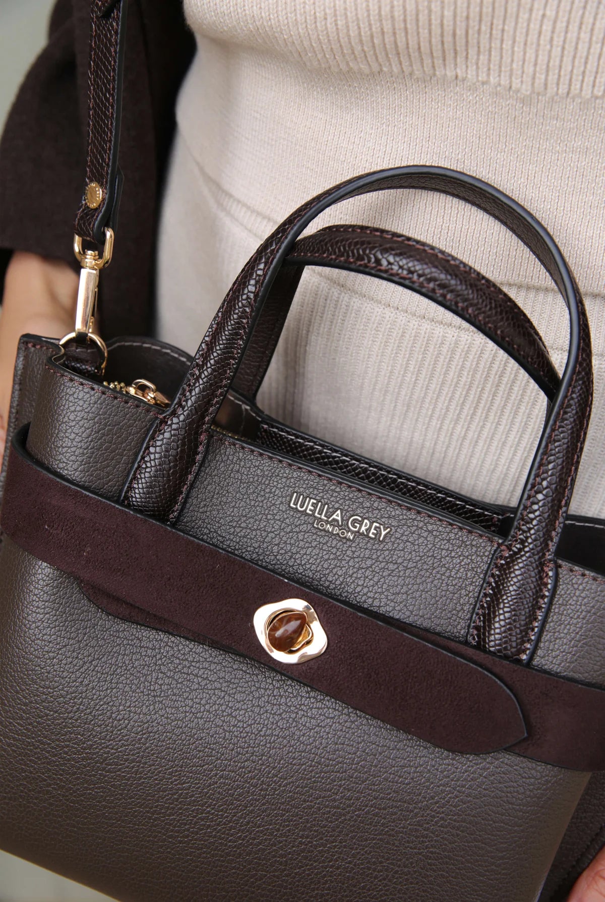 Luella Grey Oriel Crossbody Bag Chocolate