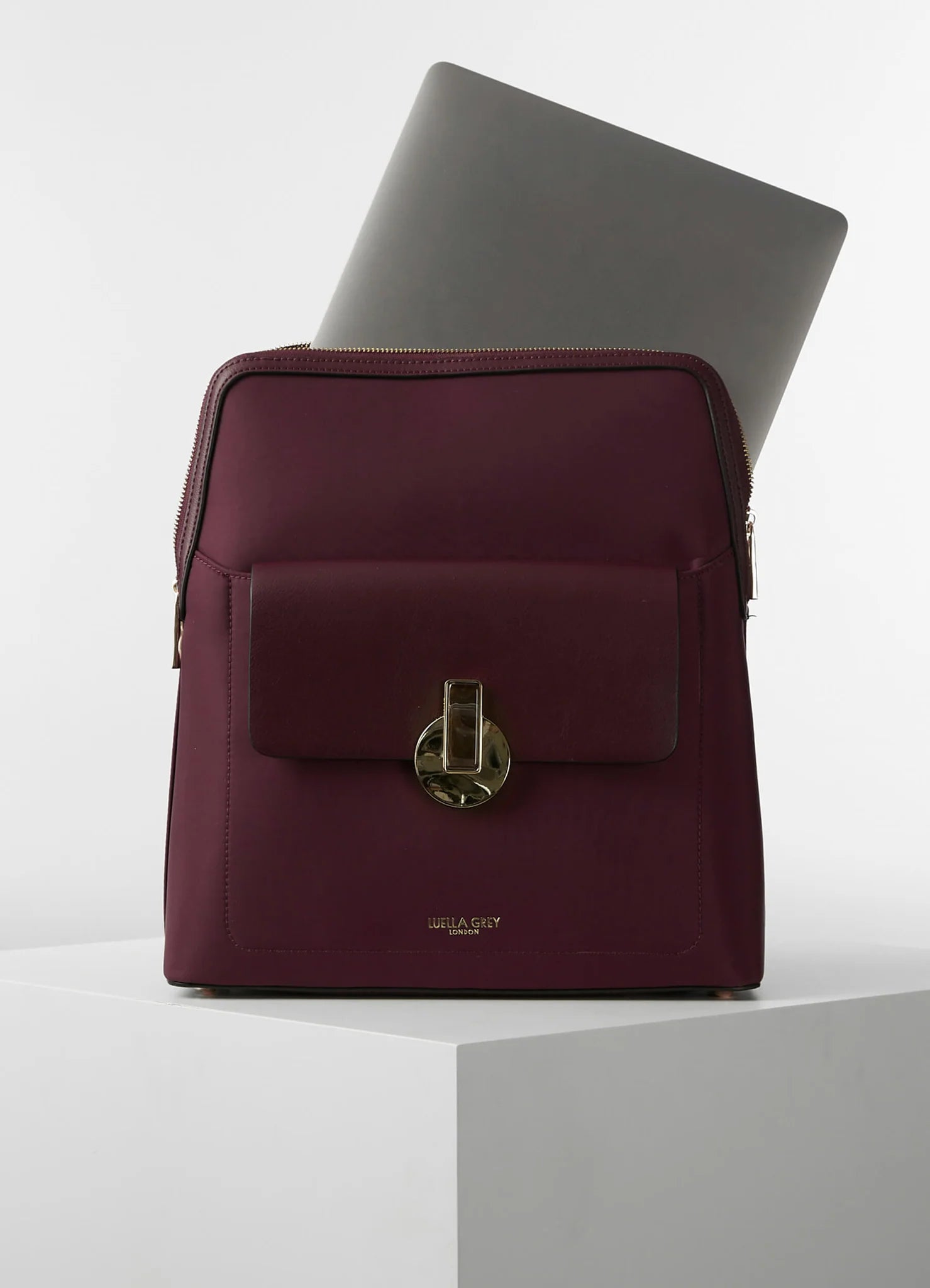 Luella Grey Penelope Laptop Nylon Backpack Damson