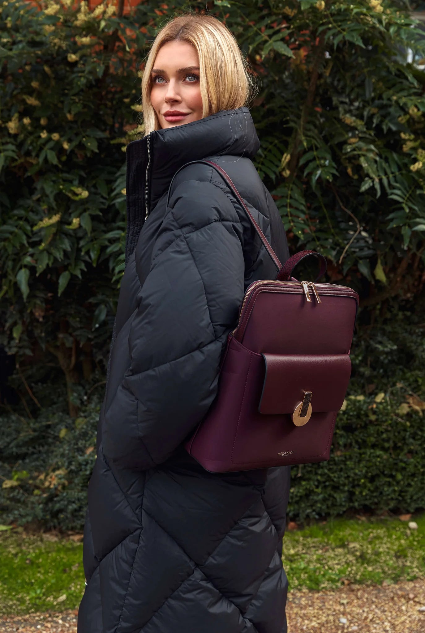 Luella Grey Penelope Laptop Nylon Backpack Damson