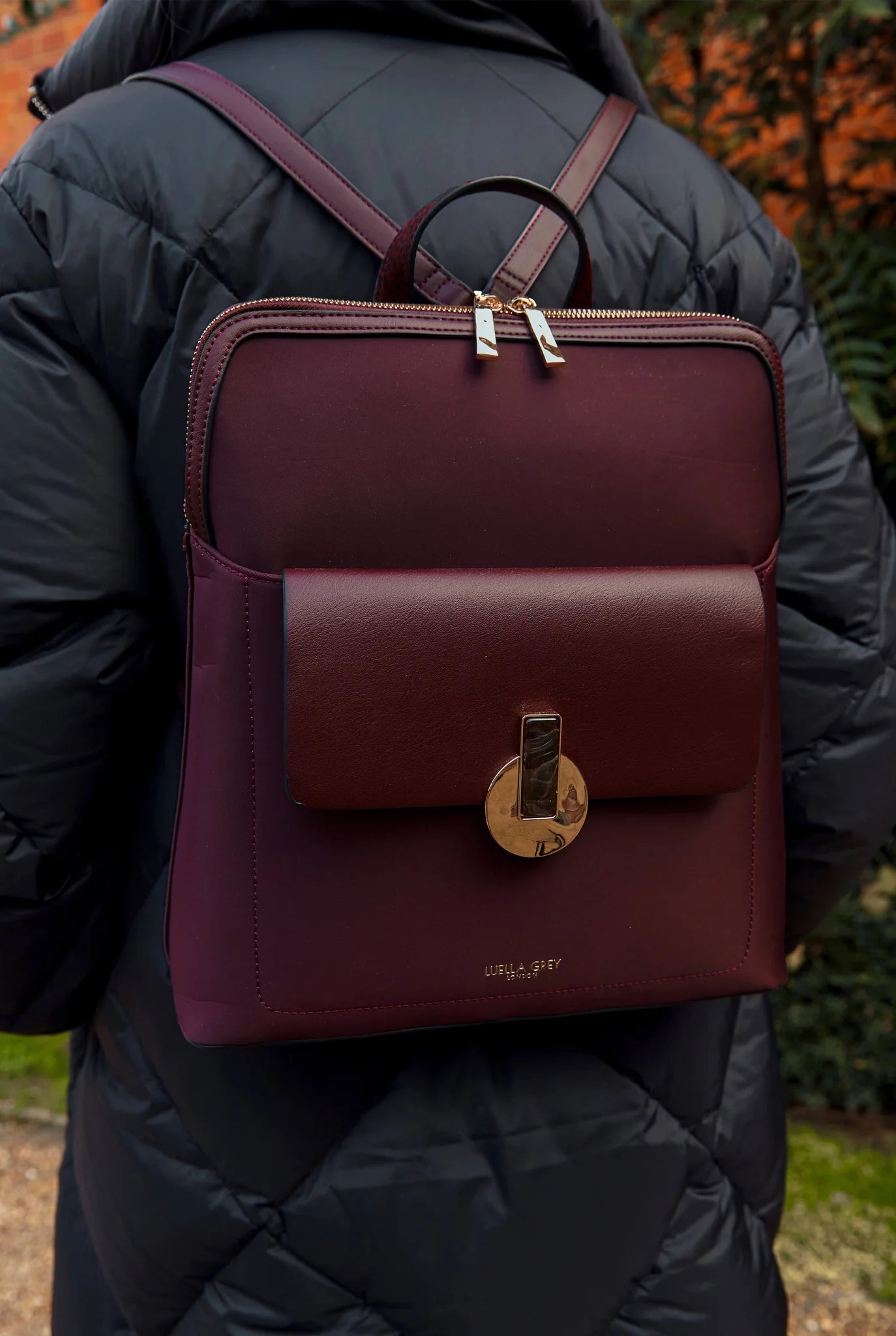 Luella Grey Penelope Laptop Nylon Backpack Damson