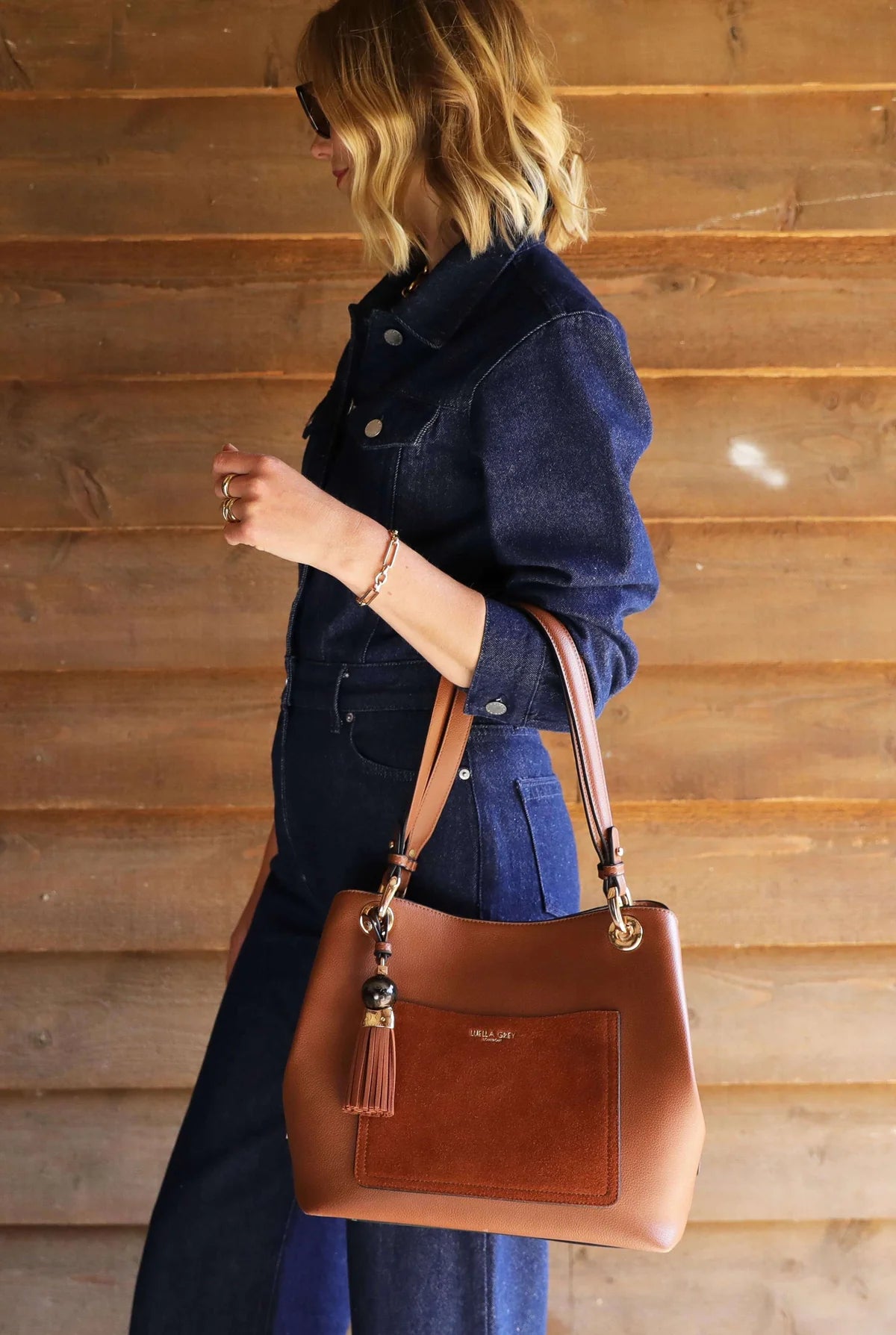 Luella Grey Sienna Hobo Tote Bag Conker