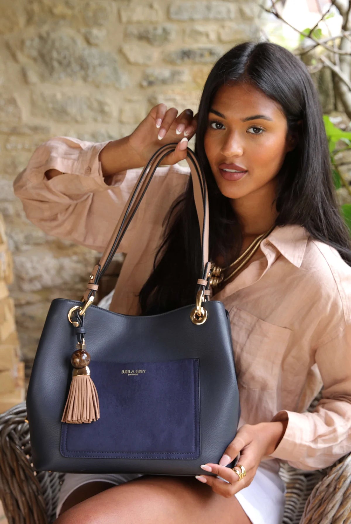 Luella Grey Sienna Hobo Tote Navy