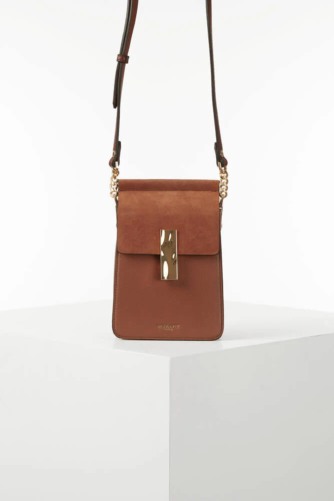 Luella Grey Tamsin Phone Crossbody Bag Conker