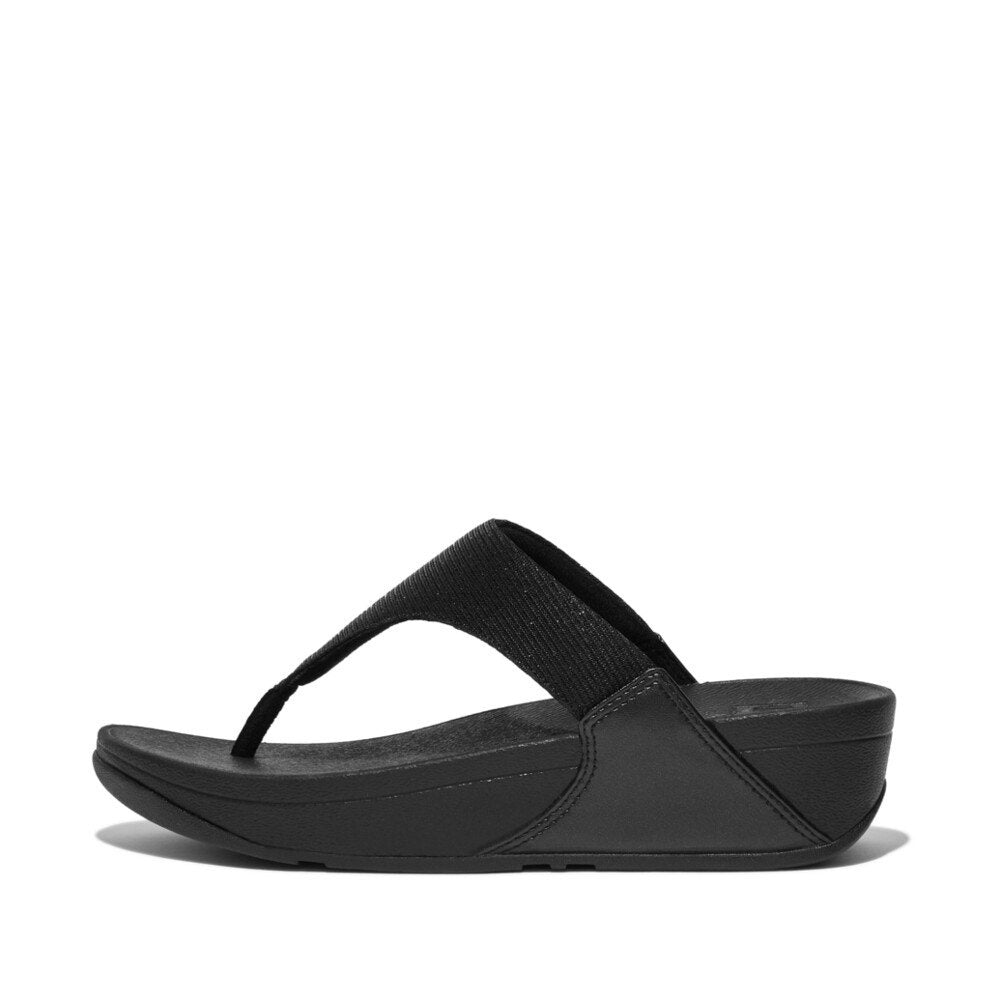 FitFlop Lulu Shimmerlux Toe-Post Sandals All Black