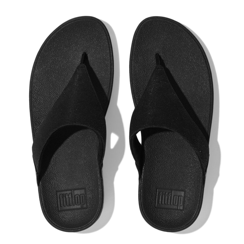 FitFlop Lulu Shimmerlux Toe-Post Sandals All Black