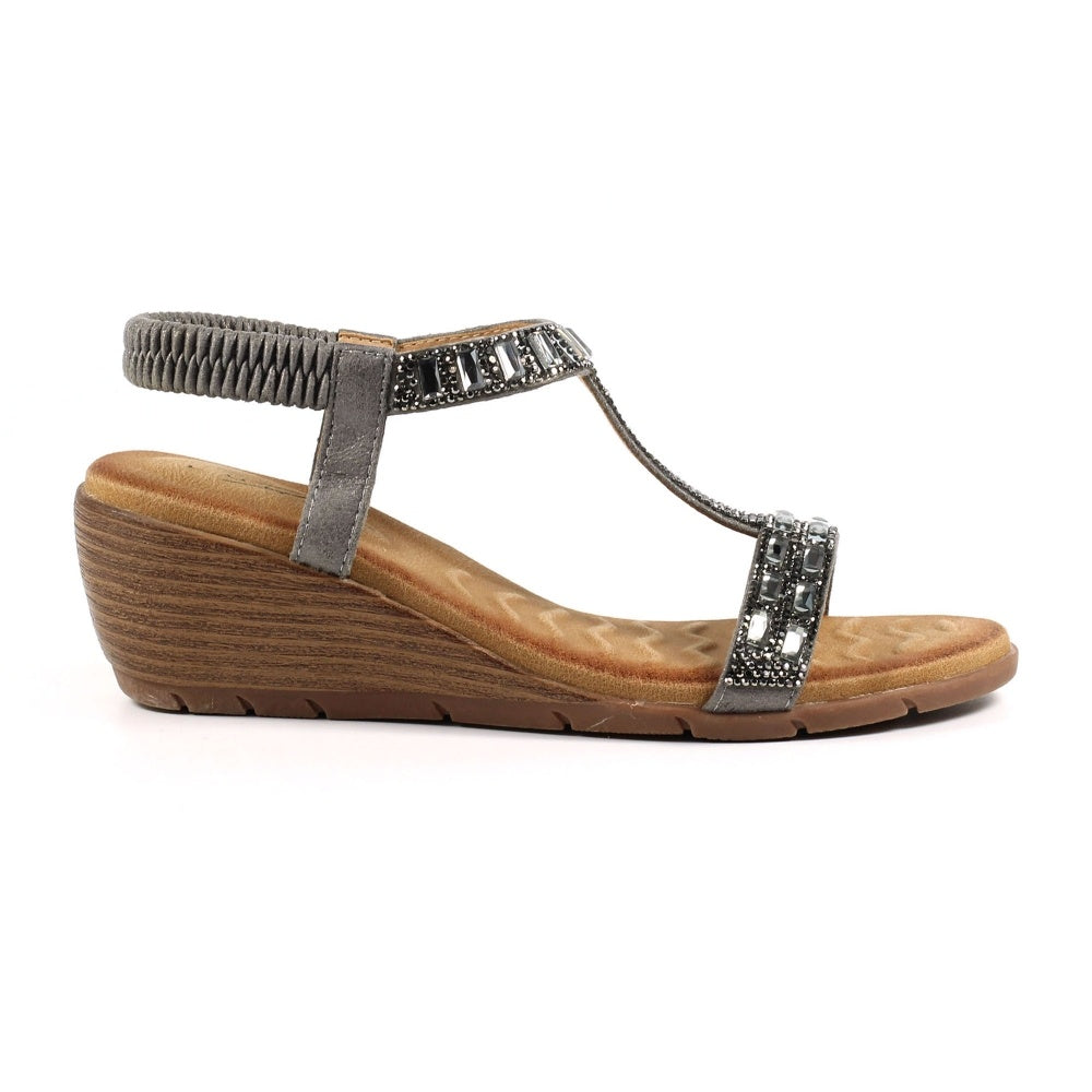 Lunar Macie Pewter Wedge Sandal