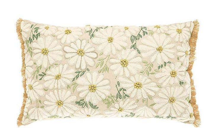 Embroidered Marguerite Cushion