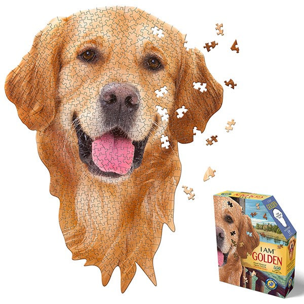 Madd Capp I Am Golden, Golden Retriever Dog Shaped 550 Piece Jigsaw Puzzle