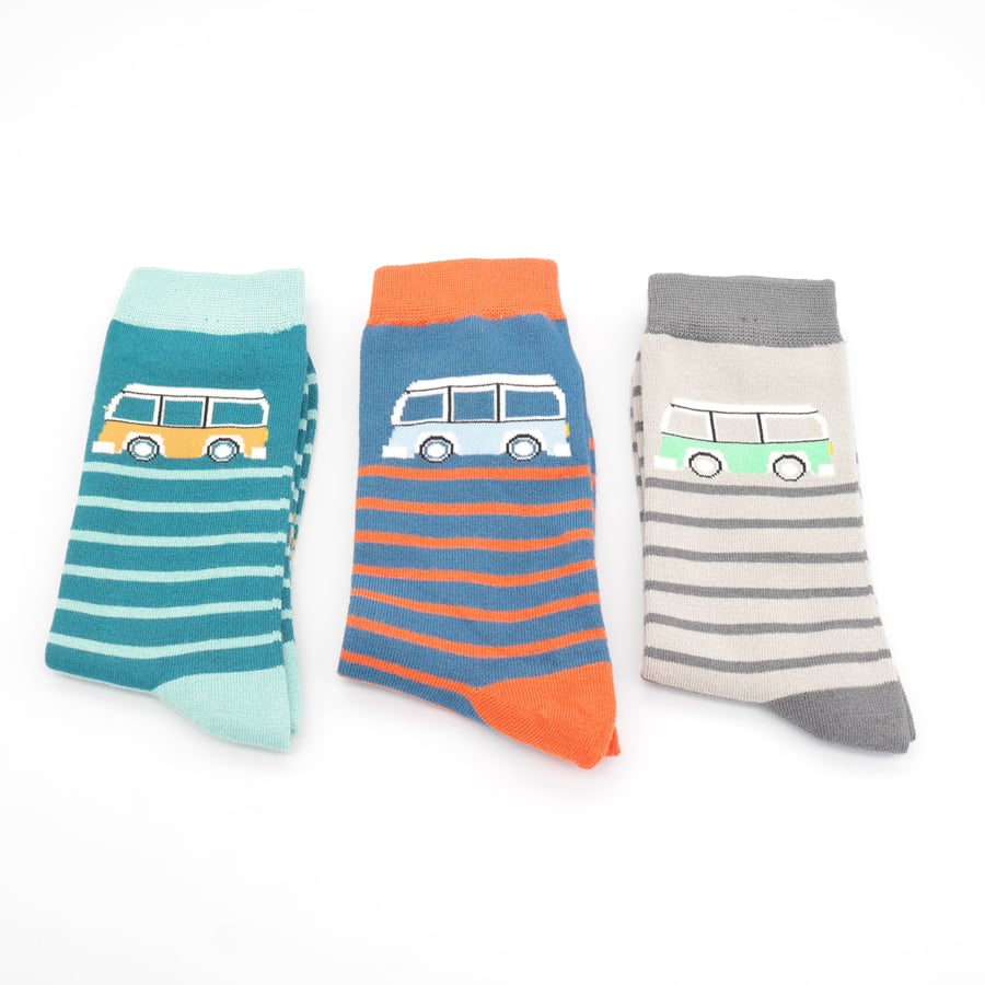 Mr Heron Camper Stripes Socks Box  3 Pairs