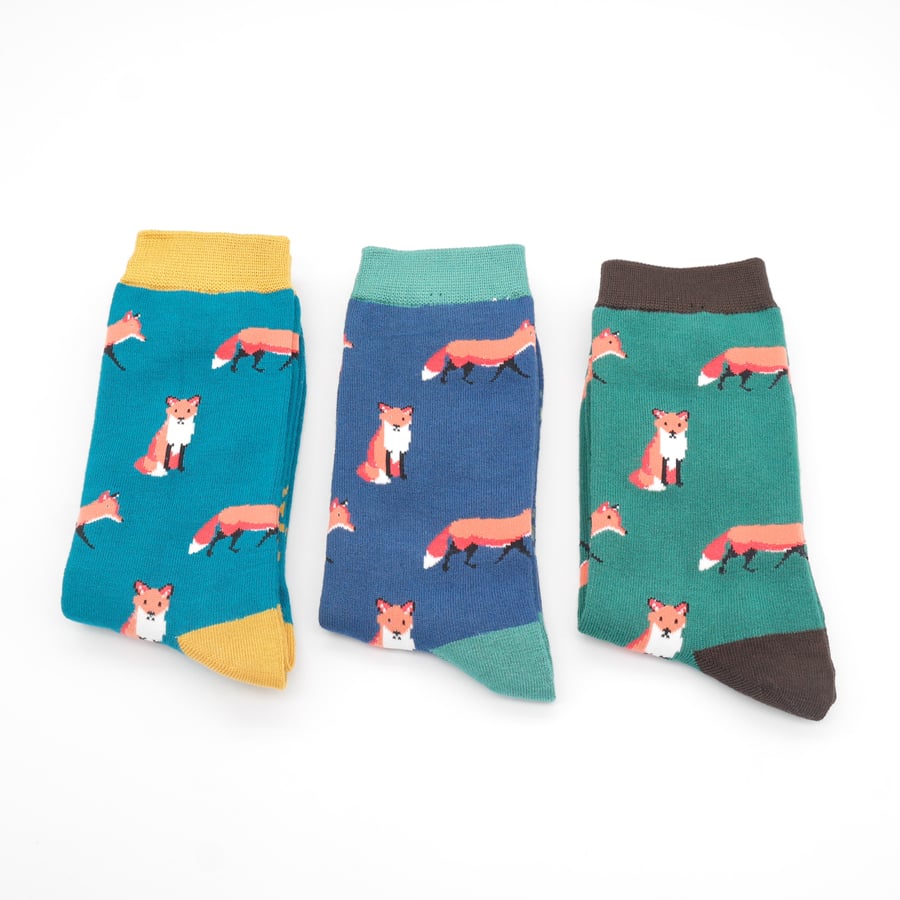 Mr Heron Foxes Socks Box  3 Pairs