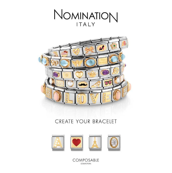 Nomination Rose Gold White Opal Baguette Stone Charm