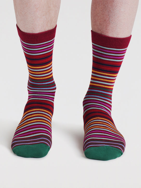 Thought Haiden Striped Bamboo Socks Elderberry Purple 7-11