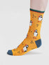 Thought Brewer Bird Bamboo Socks Cumin Yellow 7-11