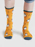 Thought Brewer Bird Bamboo Socks Cumin Yellow 7-11