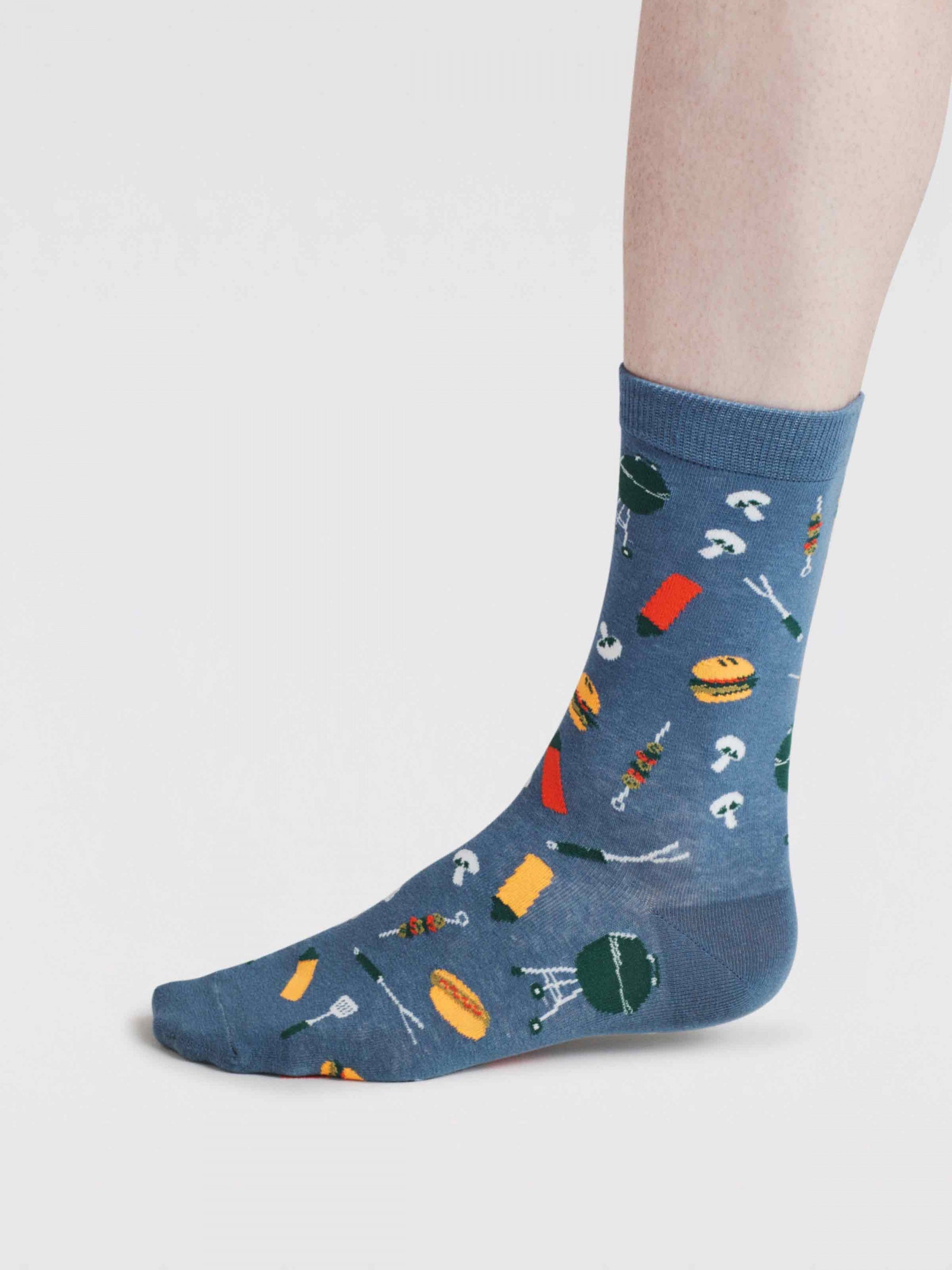 Thought King Of The Grill Bamboo Socks Dusty Blue 7-11