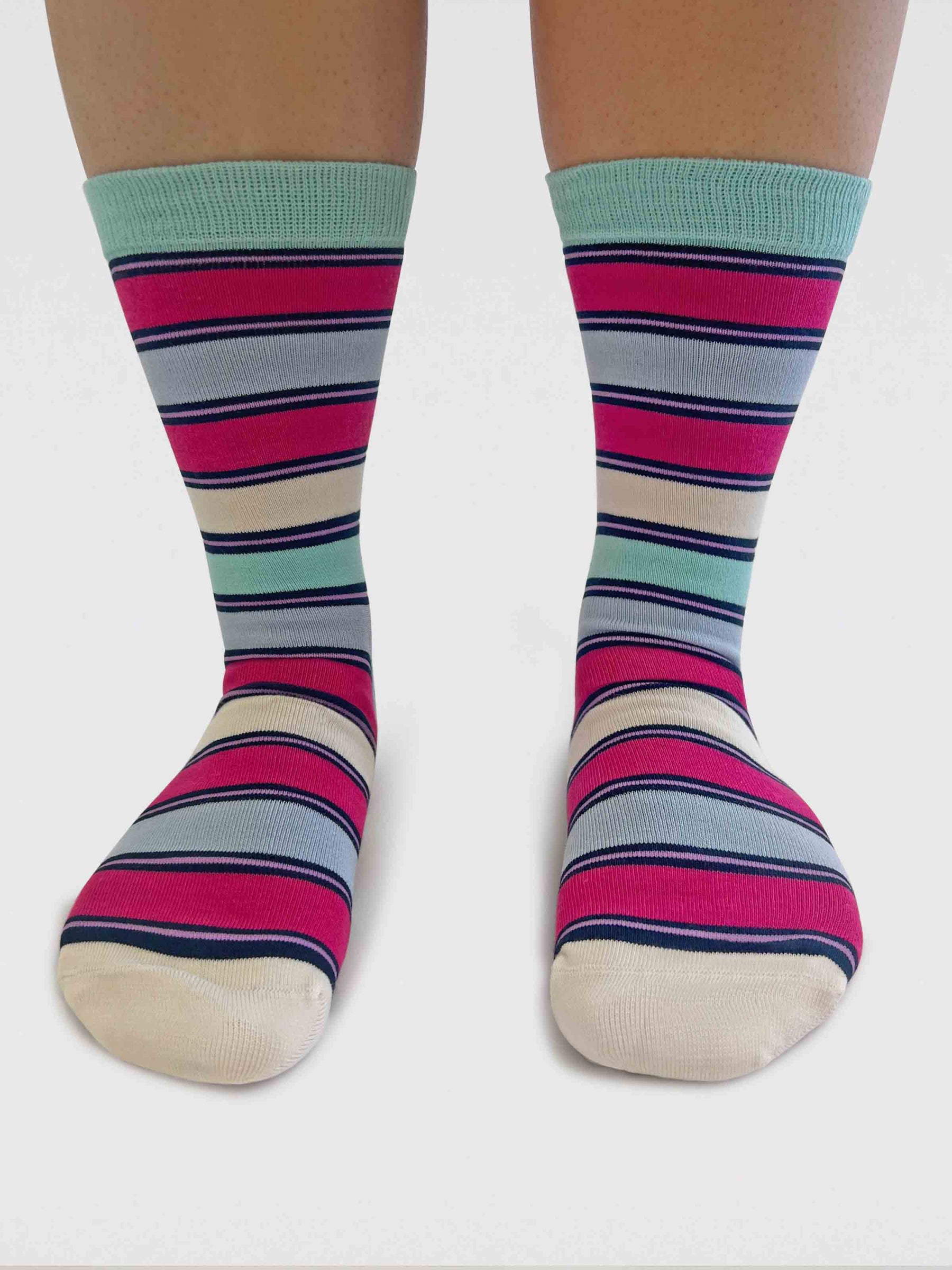 Thought Cleo Stripe Bamboo Socks Deep Mint 4-7