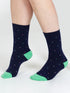 Thought Mixed Shape Bamboo Socks Navy/Green Spot 4-7