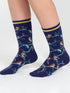 Thought Multi Bird Organic Cotton Socks Blue 4-7