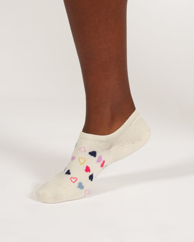 Thought Multi Heart No Show Bamboo Socks Cream Multi 4-7