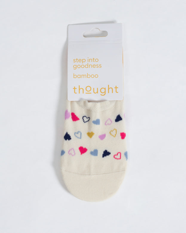 Thought Multi Heart No Show Bamboo Socks Cream Multi 4-7