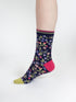 Thought Ditsy Floral Bamboo Crew Socks Navy Multi 4-7