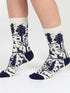 Thought Woodland Scene Organic Cotton Crew Socks Cream Navy 4-7