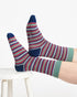 Thought Vareigated Bamboo Multi Stripe Socks Burgundy Green 7-11