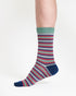 Thought Vareigated Bamboo Multi Stripe Socks Burgundy Green 7-11